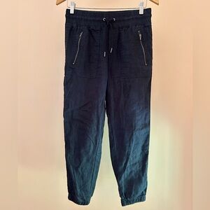 Athleta Cabo Linen Jogger Pants – Black| Size 0P |  100% Linen 🖤